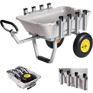 VEVOR Carrello Pesca Spiaggia 90,7 kg Alluminio Ruote 330 mm 8 Portacanne | Carrello da Pesca Smontabile in Lega di Alluminio con Portata 90,7 kg, Ruote 330 mm, 8 Portacanne e Cinghie di Fissaggio