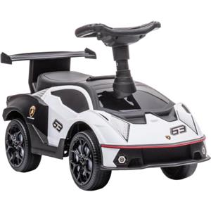 AIYAPLAY Macchina a pedali con bagagliaio bimbi 67x28x38cm Bianco+Nero | Veicolo per bambini, clacson e rumore del motore, macchina per bambini, macchina giocattolo per 12+ mesi