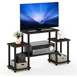 Furinno Supporti TV senza Attrezzi, Dark Brown and Nero, Square Corner