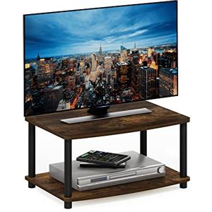 Furinno Turn-N-Tube No Tools Supporti TV rialzati a 2 livelli, Ambra Pino/Nero