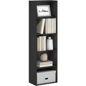 Furinno Luder Libreria a ripiani aperti a colori reversibili a 5 livelli, Legno Nero