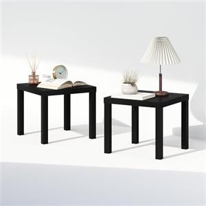 Furinno CLASSIC Set di 2 Comodini, comodino con piano spesso 1,8, comodino quadrato, tavolino da salotto, tavolino laterale, montaggio facile, per camera da letto, soggiorno, Nero