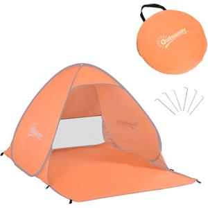 Outsunny Rifugio da spiaggia Tenda da spiaggia Pieghevole Pop-up Automatico istantaneo Protezione UV Finestra Posteriore Grande Tappeto da Pavimento