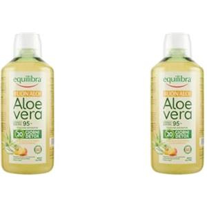 Equilibra Integratori Alimentari, Buon Aloe Vera 95%, Integratore Aloe Vera da Bere Puro o Diluito, Aloin Free, Detox, Pura Polpa, Senza Aggiunta di Acqua, con Succo di Pesca, Senza Glutine, 1 Litro