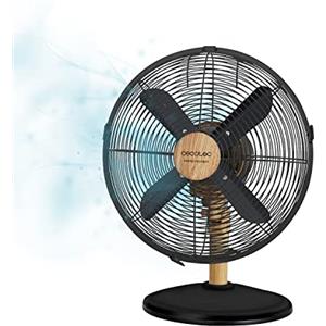 Cecotec Ventilatore da Tavolo EnergySilence 600 WoodDesk. 40 W, Finitura in Legno, Diametro 12" con 4 Pale, 3 Velocità, Oscillazione, Altezza Regolabile, Massima Sicurezza