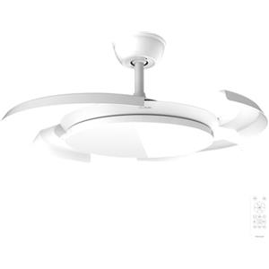 Cecotec Ventilatore da Soffitto con Luce con Pale Retrattili EnergySilence Aero 4500 Puzzle Invisible White. 30 W, Motore DC, Diametro 42", Luce LED, Telecomando, Timer, Funzione Estate/Inverno