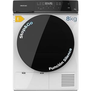 Cecotec Asciugatrice 8 Kg Pompa Calore Bolero DressCode Dry 8400 Max+. Classe Equivalente A++, Controllo Tattile, 15 Programmi, Asciugatura Automatica, Stiratura Facile, Stop&Go, Tamburo Inox, Bianco