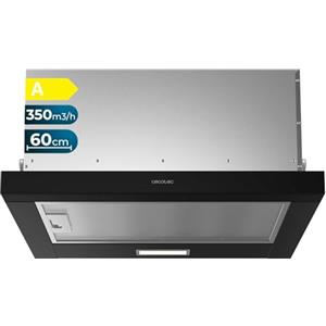 Cecotec Cappa aspirante telescopica da 60 cm Bolero Flux TLM 603500 Black A. Motore 70 W, potenza di aspirazione 60 cm, 350 m3/h, meccanico, 2 livelli di potenza, luce e filtro al carbonio, Nero
