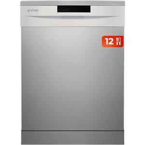 EVVO Lavastoviglie 60 cm,12 Posate EVVO D1, 5 programmi, Vassoio regolabile, Pannello nascosto, Inox (Standard - 60 cm, Inox)