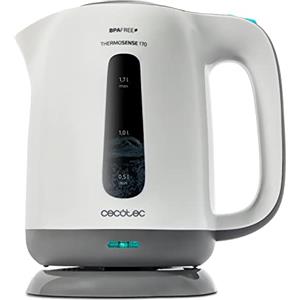Cecotec ThermoSense 120 - Bollitore elettrico in plastica senza BPA, base 360°, filtro anticalcare, doppio sistema di sicurezza, 1 Litro (1,7 L)