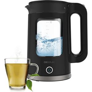Cecotec Bollitore elettrico 1,7 Litri Thermosense 330 Glassy. 2200 W, corpo in vetro borosilicato di alta qualità, filtro anticalcare, base a 360°, contenitore senza fili, indicatore luminoso