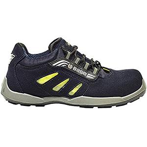Base Protection B0647 Frisbee Scarpa Antinfortunistica Traspirante Leggero | Blu/Giallo, 34, EN 61340-4-3, S1P EN ISO 20345, EN 61340-4-5, EN 61340-5-1, Unisex, Suola Antifatica in Nylon Elastico, ESD