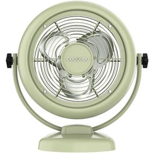Cecotec - Ventilatore da Tavolo EnergySilence 800 RetroDesk Green, potenza 20W, 8 pollici, inclinazione regolabile, 3 pale aerodinamiche, 2 velocità, base robusta e stabile