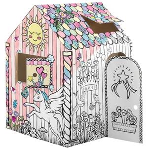 BANKERS BOX Casa di Cartone Unicorno per Bambini XXL (81,3 x 81,3 x 121,3 cm) - Casetta da Colorare, Casa Giocattolo Unicorno - Certificata FSC, Riciclabile - Divertimento Arte e Creatività - Età 3+