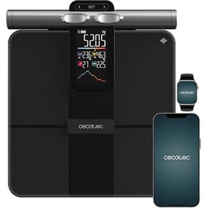 Cecotec Bilancia da bagno intelligente con App Surface Precision HealthySmart Pro. Tecnologia BIA, 25 parametri, schermo LCD, 8 sensori ad alta precisione, 30 x 30 cm, capacità massima 180 kg