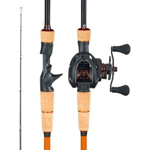 VEVOR Combinazione di canna da pesca e mulinello da pesca, canna da spinning e mulinello in fibra di carbonio IM6/7 Combo, asta per canna da pesca per basso con 2 pezzi da 2,0 m, cuscinetti a sfera 7+