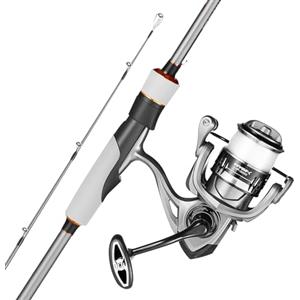 VEVOR Set Canna in Due Pezzi da 2 m da Pesca e Mulinello Canna in Fibra di Vetro e Fibra di Carbonio IM6, Set Mulinello da Spinning con 7+1 Cuscinetti a Sfera, per la Pesca in Acqua Salata e Dolce
