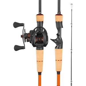 VEVOR Canna da pesca combinata IM6/7 in fibra di carbonio Spinning/Baitcasting canna e mulinello Combo, canna da pesca spigola, guide in acciaio inox con anelli in ceramica