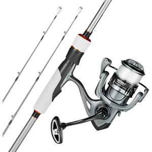 VEVOR Set Canna in Due Pezzi da 2,13 m da Pesca e Mulinello Canna in Fibra di Vetro e Fibra di Carbonio IM6, con 7+1 Cuscinetti a Sfera e Impugnatura in EVA, per la Pesca in Acqua Salata e Dolce