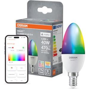 OSRAM Lampada LED SMART+ Matter B40 candela E14 RGBW | SMART+ MATTER Multicolor Classic, LED Lamps, bianco, 20000 h, confezione da 1
