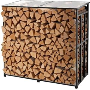 VEVOR Portalegna in Metallo da Esterno da 1430 mm, Capannone per Legna da Ardere, Capacità 299,4 kg, Portalegna in Metallo Verniciato a Polvere, per Camino Terrazza Giardino
