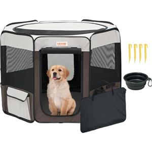 VEVOR Box per Cani Portatile 1117x1117x609 mm Box per Cuccioli Gatto Coniglio Pieghevole in Tessuto Oxford 600D, Cerniera Rotondo Impermeabile Esterno Interno da Campeggio Viaggio Attività all'Aperto