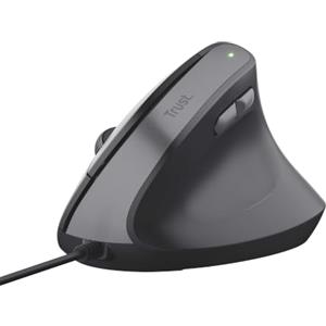 Trust Yuno Mouse Ergonomico Cablato, Mouse Verticale per Destrorsi, Nero | Cavo USB da 1,5m, 800-2400 DPI, Sensore Ottico, 6 Pulsanti, 60% Plastica Riciclata, Macbook Computer Laptop