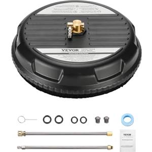 VEVOR Idropulitrice per Superfici in Plastica con 4 Ruote, 206,8 bar Max, Connettore Rapido da 1/4, 2 Ugelli a Spruzzo, 2 Lance Estese, per Cemento, Patio, Marciapiede, 385 mm, Nero