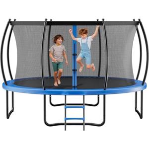 VEVOR Trampolino Elastico per Bambini, Trampolino da Giardino da 3050 mm con Rete di Protezione e Imbottitura Ispessita, Capacità di 150 kg, Trampolini da Giardino Antiruggine Gioco per Bambini