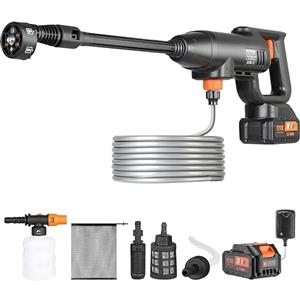 VEVOR Idropulitrice Portatile Senza Fili da 580 PSI 1,1 GPM ad Alta Pressione con Batteria 4,0 Ah, Autolavaggio Accessori con Valigetta