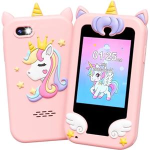 UCIDCI Smartphone Giocattolo Telefono per Bambini e Bambine, Cellulare con Doppia Macchina Fotografica Bambini, Giochi Educativi MP3, Regalo Bambina 3-8 Anni, Compleanno Pasqua (Rosa, 2,8 poll.)