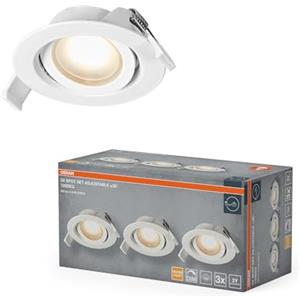 OSRAM Spot Set Faretto LED da incasso DIM 4,9W 120° Bianco | Spot Set Recess DIM, Spot lights and ceiling spots, Bianco, 25000 h, confezione da 3