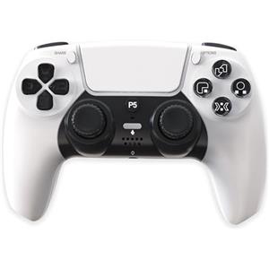 Wigento Controller Wireless per PS5, Joystick a Effetto Hall, Giroscopio a 6 Assi, Doppia Vibrazione, Bluetooth 5.3, Touchpad, Gamepad da Gaming (Bianco)