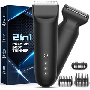 TeethBliss Rasoio Elettrico Corpo Uomo Impermeabile: Rasoio Parti Intime Uomo 2 Ceramica Testine 3 Pettini Regolabili per Viso, Braccia, Torace, Gambe, Ascelle Uso Bagnato e Asciutto IPX7 Impermeabile