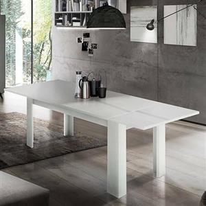 Dmora - Tavolo allungabile Natan, Consolle allungabile fino a 12 posti, Consolle estensibile 100% Made in Italy, cm 160/210x90h75, Bianco lucido Larice