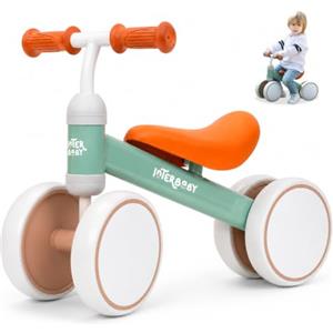 Interbaby Bicicletta di equilibrio senza pedali, per bambini da 1 a 3 anni | Prima bicicletta e corrimano 12-36 mesi, 4 ruote sicure, leggera in acciaio, regalo per bambino