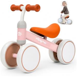 Interbaby Bicicletta senza Pedali Bambino 1-3 Anni | 12-36 Mesi (Rosa) | Bici da Equilibrio 4 Ruote, Sicura e Leggera | Primo Regalo Compleanno 1-2 Anni