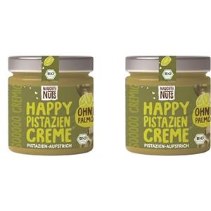 Naughty Nuts Bio Happy Crema al Pistacchio - 100% Naturale, Vegana, Senza Olio di Palma e Senza Zucchero - 200 g (Confezione da 2)