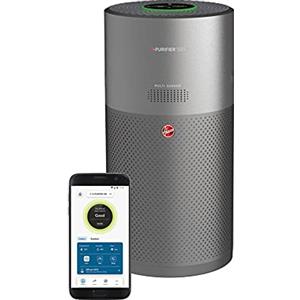 Hoover HHP55CA011 H-Purifier 500 Purificatore d'Aria con Filtro HEPA e Filtro ai Carboni Attivi per Allergeni e Pollini, Diffusore di Aromi con Azione Igienizzante, Smart, 110 mq, Titanio
