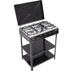 GMSLuu Grill da Esterno Professionale 5 Fuochi - Barbecue Portatile a Gas Naturale 2500W per Campeggio, Giardino e Attività All'Aperto (Nero)