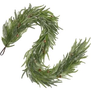 Oairse Ghirlanda natalizia artificiale con pigne, 180 cm, realistica, decorazione da appendere per camino, camino, scale, porte, finestre, vacanze, interni ed esterni