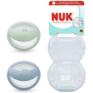 NUK Perfect Match Succhietto per Bambini | 0-6 mesi | Compatibile con l'allattamento al seno, succhietti ortodontici | Accettato dal 95% dei bambini** | Verde/Blu | Confezione da 2