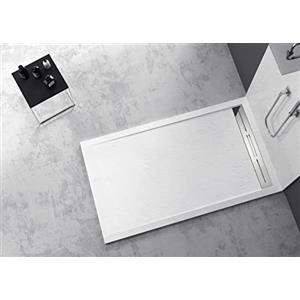 GT-LUX PIATTO DOCCIA IN PIETRA NATURALE ESOLUTION SERIE J IN MARMORESINA EFFETTO PIETRA ARDESIA DIVERSI COLORI BIANCO NERO GRIGIO BEIGE 70X90 CM (BIANCO)