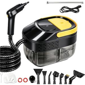 Somedy Pulitore a vapore manuale da 2500 W, con 10 accessori, tempo di | Vapore ad alta pressione da 3 bar, serbatoio dell'acqua da 1,6 l, regolabile a 3 livelli, adatto per cucina, auto