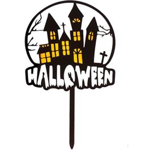 dekora - 1 Cake topper Halloween per Torte, Cupcake, e Muffin | Decorazione Halloween in plastica, Casa stregata per creare dolci a tema per feste per bambini