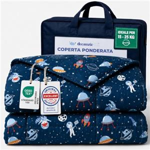 Dreamzie-Coperta Ponderata Bambini 2,4 kg 90x120cm,Coperta Pesante Cotone | Microperle di vetro ipoallergeniche · Ideale per peso corporeo 15-25 kg · OEKO-TEX · Lavabile in lavatrice
