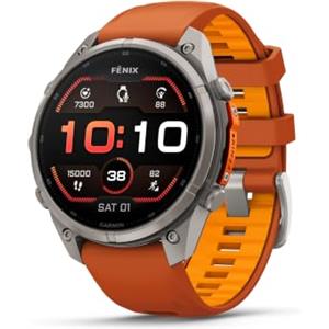 Garmin fēnix® 9 Pro, titanio, 47 mm, arancione autunnale/arancione acceso | Display AMOLED, Smartwatch GPS multisport premium