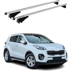 OMAC Menabo Barre Portatutto Base Compatibili con Kia Sportage QL 2015-2021 Alluminio 75kg Argento 2tlg Geschlossene Rail compatibile con Portabici, Dachboxen, Portasci Bloccabile