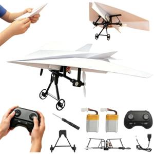 Generic Kit aereo di carta Rc - aereo elettrico fai da te con telecomando con stabilizzatore giroscopico, kit per aereo RC a doppia elica, leggero e pieghevole, micro drone ad ala fissa, gadget cool tech
