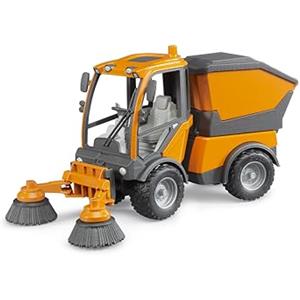 bruder 02691 - VarioCar per la pulizia stradale | con spazzole rotanti e cassonetto ribaltabile, veicolo per la pulizia urbana, macchinina